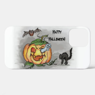Ghost, Bat and Cat, Happy Halloween! iPhone 12 Case