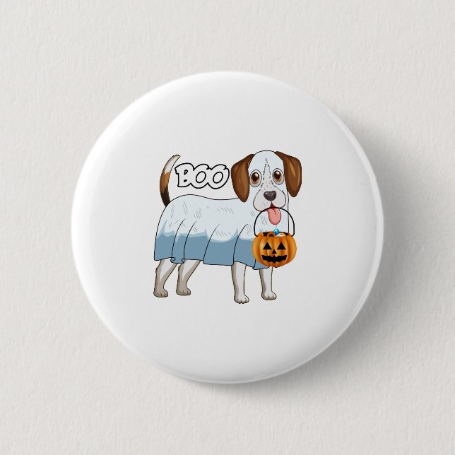 Ghost Beagle Halloween Dog 2 Inch Round Button (Front)