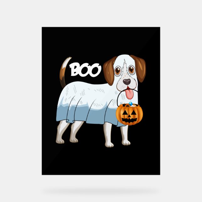 Ghost Beagle Halloween Dog Acrylic Sign (Front)