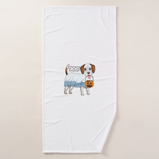 Ghost Beagle Halloween Dog Bath Towel (Bath Towel)