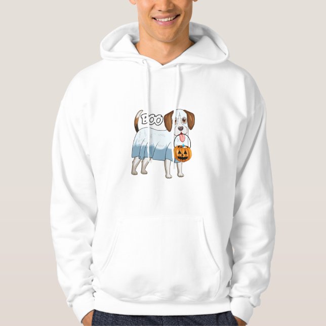 Ghost Beagle Halloween Dog Hoodie (Front)