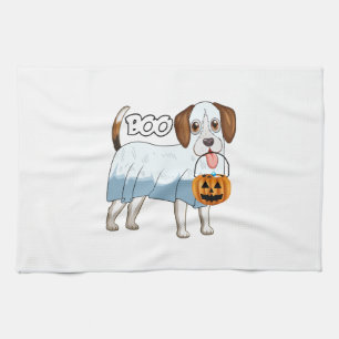 Ghost Beagle Halloween Dog Kitchen Towel