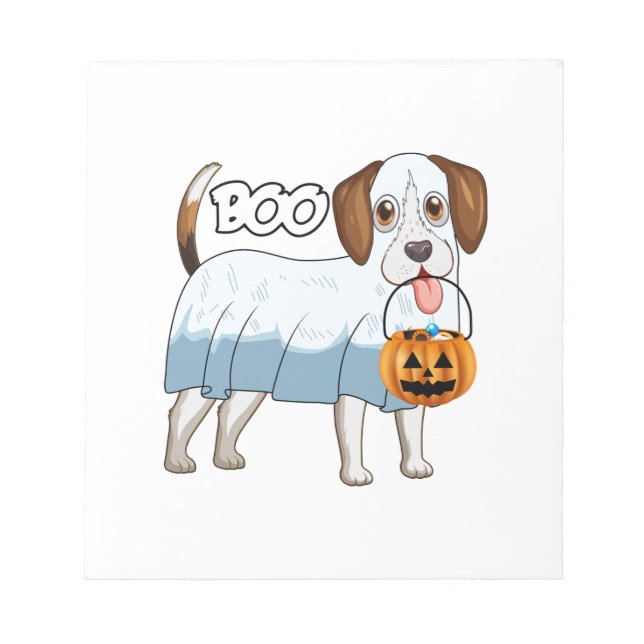 Ghost Beagle Halloween Dog Notepad (Front)