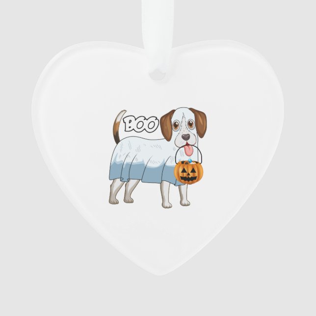 Ghost Beagle Halloween Dog Ornament (Front)