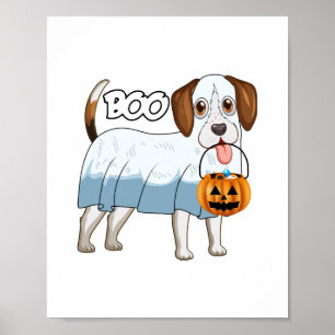 Ghost Beagle Halloween Dog Poster