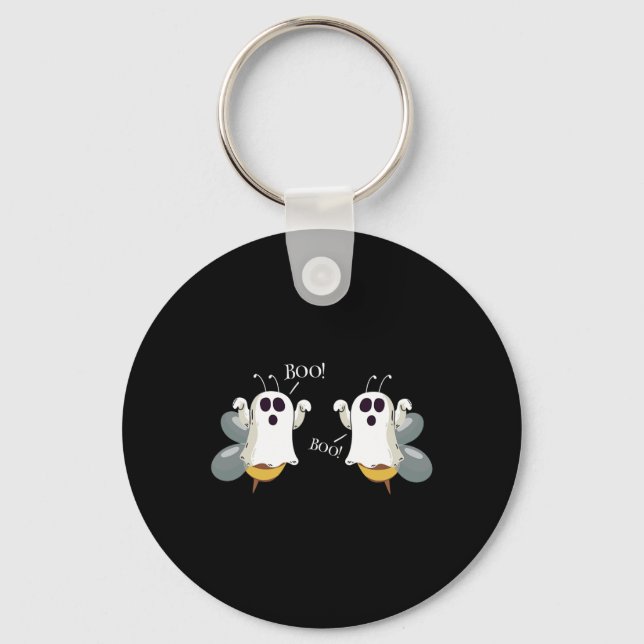 Ghost Bees Saying Boo Fun Halloween Costume Women  Keychain (Front)