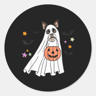 Ghost Black Boston Terrier Boo Dog Lover Halloween Classic Round Sticker