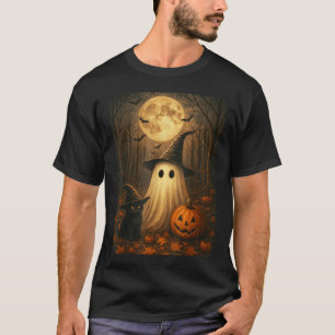 Ghost Black Cat Halloween Witch Pumpkin Dark  T-Shirt