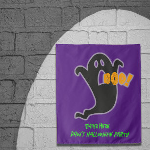 Ghost Boo Customisable  Halloween Party Banner Tapestry