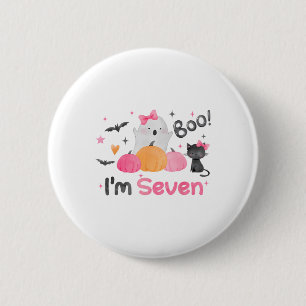 Ghost Boo I'm Seven 7 Year Old Halloween Kids 7th  2 Inch Round Button
