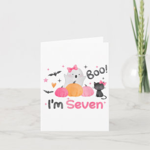 Ghost Boo I'm Seven 7 Year Old Halloween Kids 7th  Card