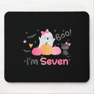 Ghost Boo I'm Seven 7 Year Old Halloween Kids 7th Mouse Pad