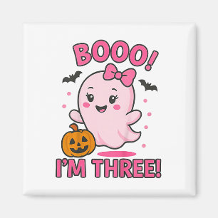 Ghost Boo I'm Three Years 3rd Birthday Toddler Hal Magnet