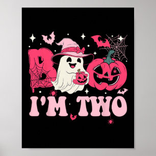 Ghost Boo I'm Two 2nd Birthday Kids Halloween Groo Poster