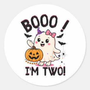 Ghost Boo I'm Two Years 2nd Birthday Toddler Hallo Classic Round Sticker