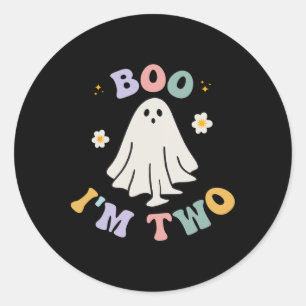 Ghost Boo I'm Two Yr 2nd Birthday Kids Halloween G Classic Round Sticker