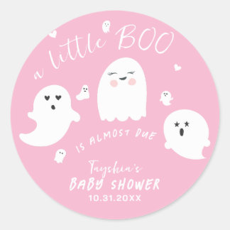 Ghost Boo Pink Girl Halloween Baby Shower Classic Round Sticker