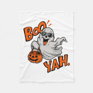 Ghost Boo Yah Funny Halloween Shirt Spooky Booyah  Fleece Blanket