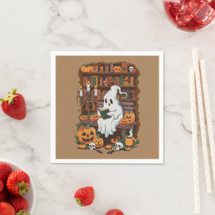 Ghost Book Reader Reading Lover Gift Reader  Napkin