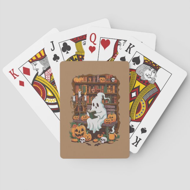 Ghost Book Reader Reading Lover Gift Reader  Playing Cards (Back)