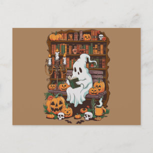 Ghost Book Reader Reading Lover Gift Reader  Postcard