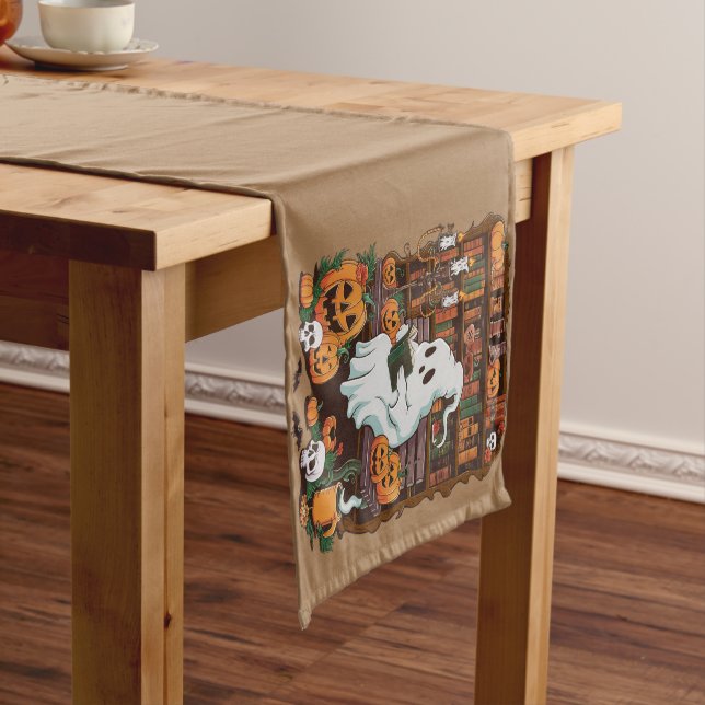 Ghost Book Reader Reading Lover Gift Reader  Short Table Runner (In Situ)