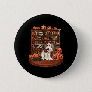 Ghost Book Reading Teacher Halloween Librarian Boo 2 Inch Round Button