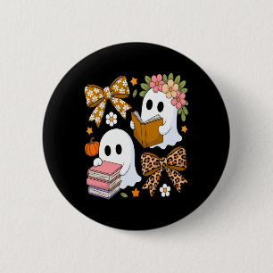 Ghost Books Halloween Floral Fall Halloween 2 Inch Round Button