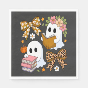 Ghost Books Halloween Floral Fall Halloween Napkin