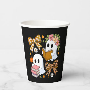 Ghost Books Halloween Floral Fall Halloween Paper Cups