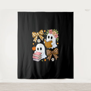 Ghost Books Halloween Floral Fall Halloween Tapestry