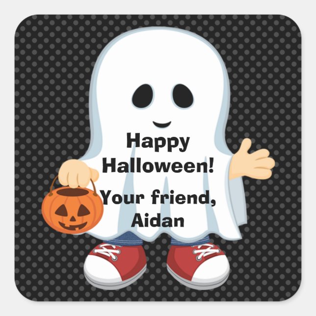 Ghost Boy | Kids Halloween Sticker (Front)