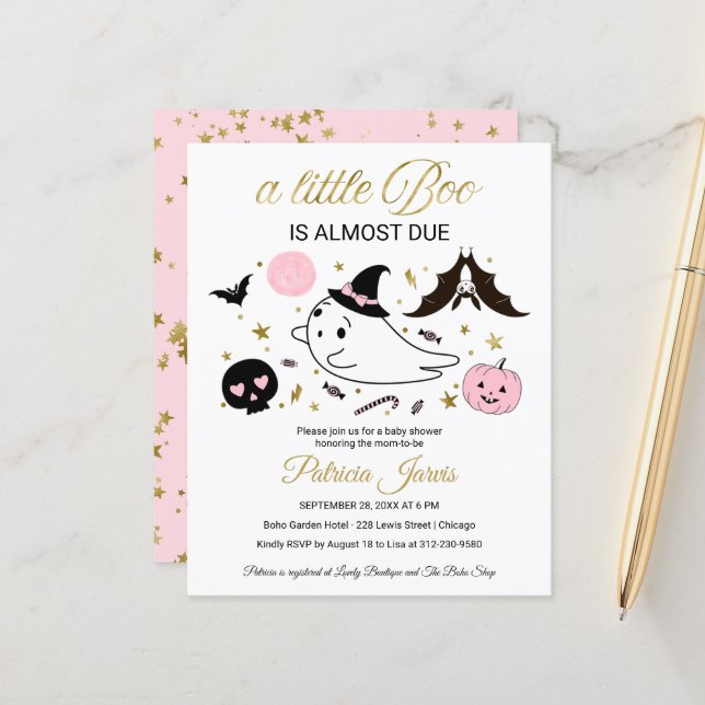 Ghost Budget Halloween Baby Shower Invitation (Front/Back In Situ)