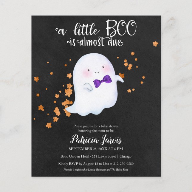 Ghost Budget Halloween Baby Shower Invitation (Front)