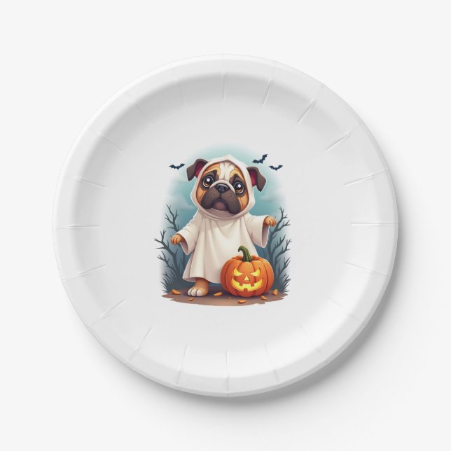 Ghost Bulldog Boo Paper Plate (Front)