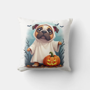 Ghost Bulldog Boo Throw Pillow