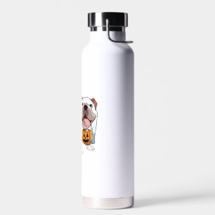 Ghost Bulldog Halloween Dog Water Bottle