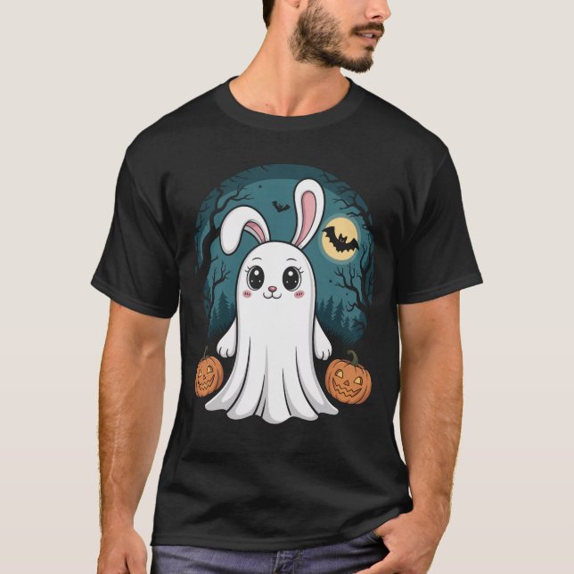 Ghost Bunny Halloween T-Shirt (Front)
