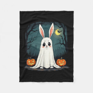 Ghost Bunny Halloween Tee Boohop! Cute Ghost Bunny Fleece Blanket