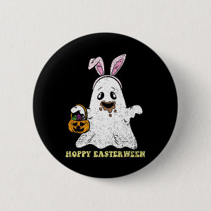 Ghost Bunny Hoppy Easter Egg Hunting Spring Men Wo 2 Inch Round Button