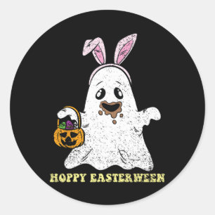 Ghost Bunny Hoppy Easter Egg Hunting Spring Men Wo Classic Round Sticker