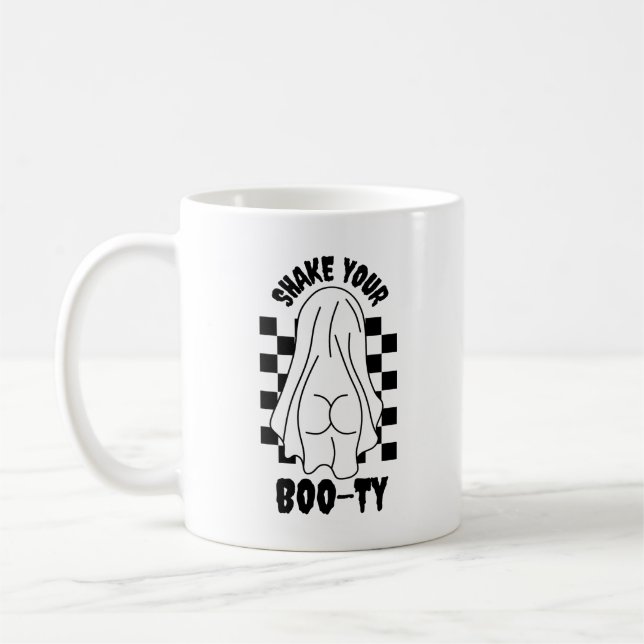 Ghost Butt Design – "Shake Your Boo-ty" Coffee Mug (Left)