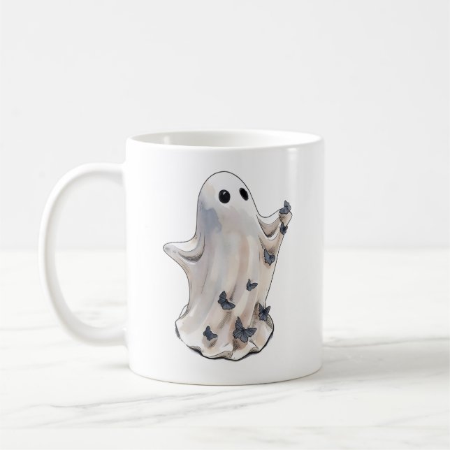 Ghost butterfly Halloween Coffee Mug (Left)