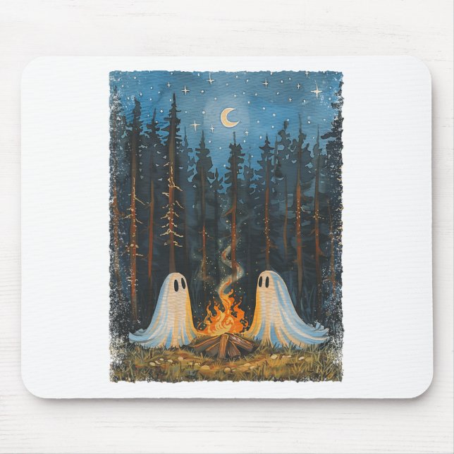 Ghost Campfire Camping Lover Forest Gothic Hallowe Mouse Pad (Front)