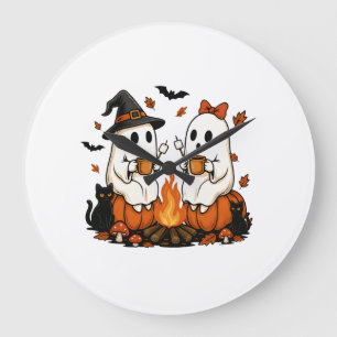 Ghost Campfire Halloween Large Clock