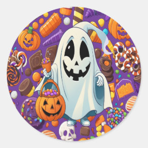 Ghost Candy Halloween Cute to Spooky Classic Round Sticker