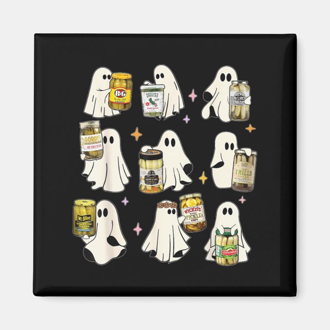 Ghost Canned Pickles Cute Ghost Pickle Jar Canning Magnet (Front)