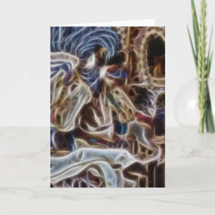 Ghost Carousel Horses Merry Go Round in Seattle Holiday Card