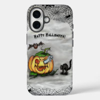Ghost , Cat , Bat and Pumpkin , Happy Halloween!