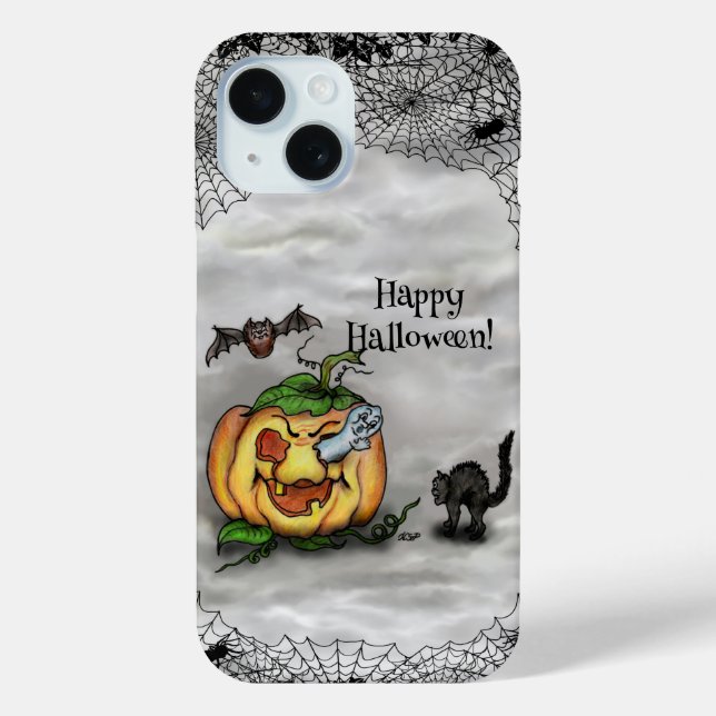 Ghost , Cat , Bat and Pumpkin , Happy Halloween! Case-Mate iPhone Case (Back)